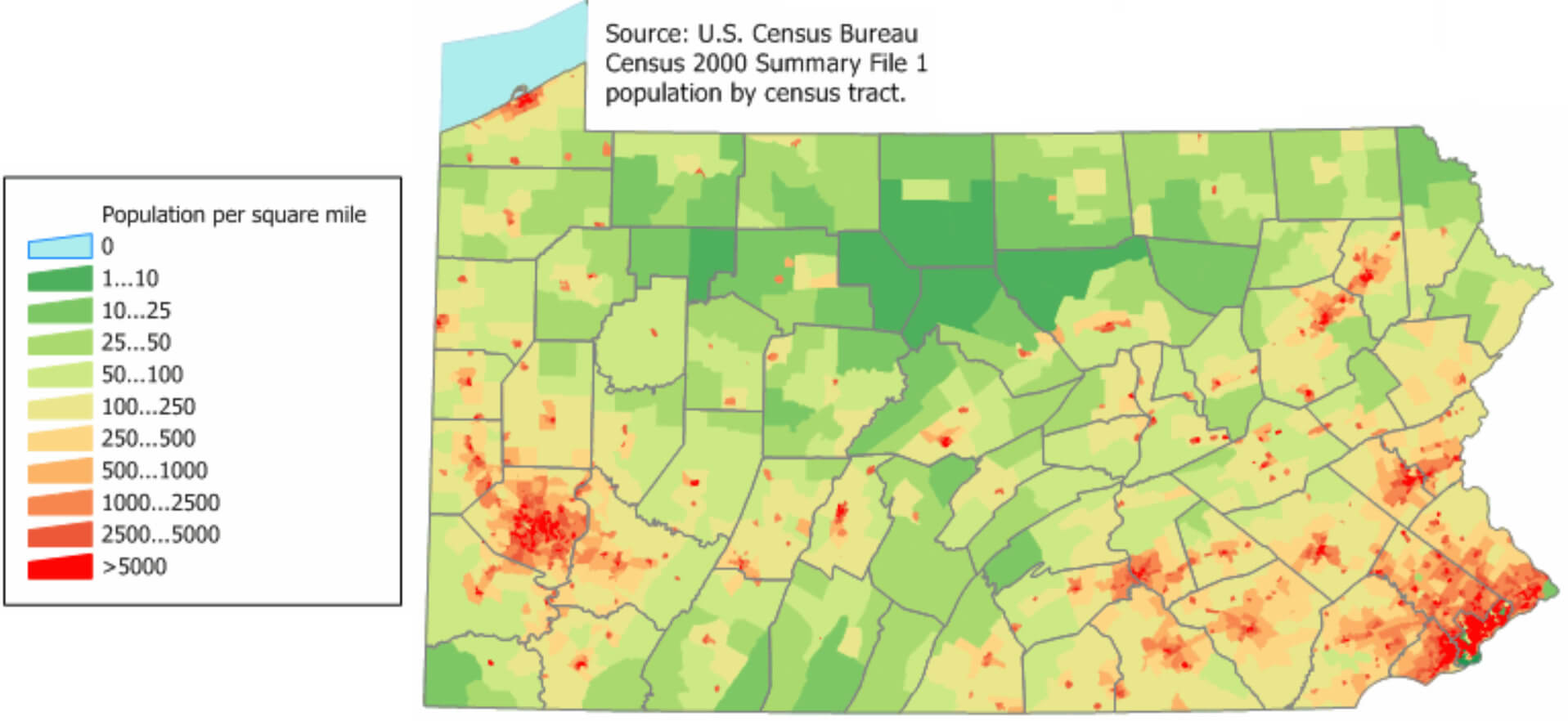 2000 US Pennsylvania Census Map